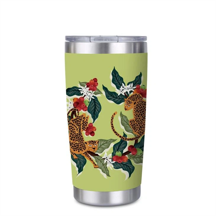 Cupán tumbler inslithe flamingo leakproof le clúdach